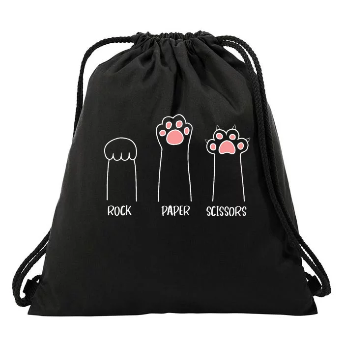 Rock Paper Scissors Hand Game Cute Paw Funny Cat Drawstring Bag