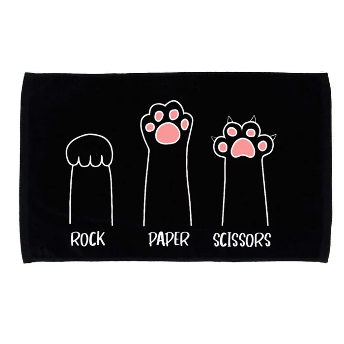 Rock Paper Scissors Hand Game Cute Paw Funny Cat Microfiber Hand Towel