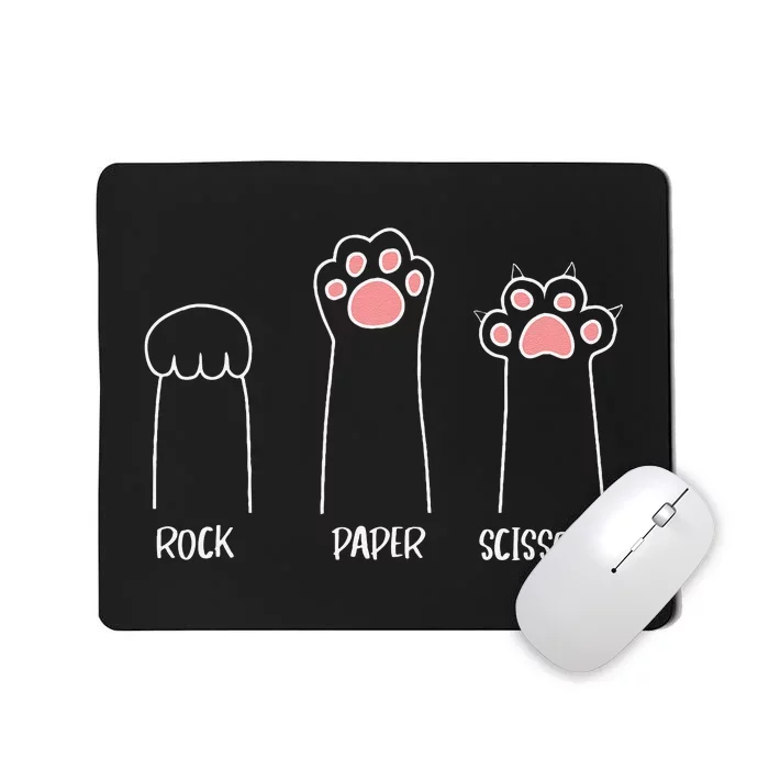 Rock Paper Scissors Hand Game Cute Paw Funny Cat Mousepad