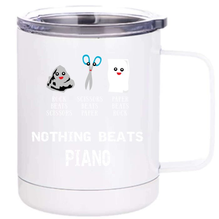 Rock Paper Scissors Piano Cool Classical Music Lovers Funny Gift Front & Back 12oz Stainless Steel Tumbler Cup