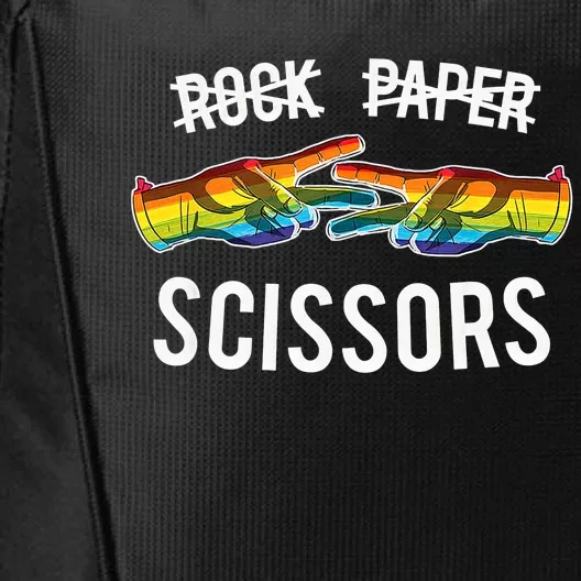 Rock Paper Scissors Apparel Homosexual Couple LGBTQ Lesbian LGBT Pride Month City Backpack