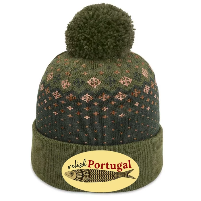 Relish Portugal Sardine Logo Portuguese Tile Sidewalk The Baniff Cuffed Pom Beanie