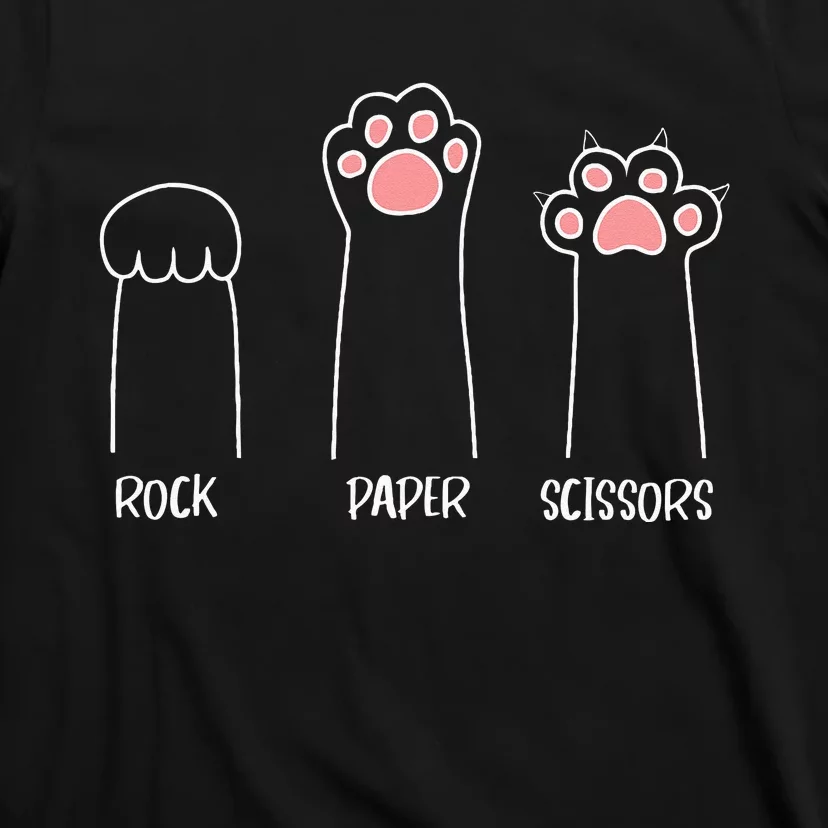 Rock Paper Scissors Hand Game Cute Paw Funny Cat T-Shirt