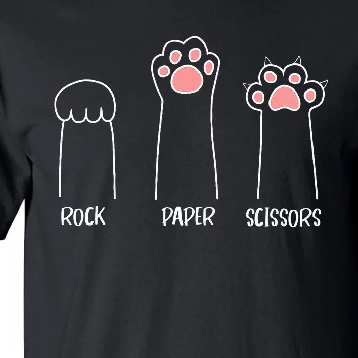 Rock Paper Scissors Hand Game Cute Paw Funny Cat Tall T-Shirt