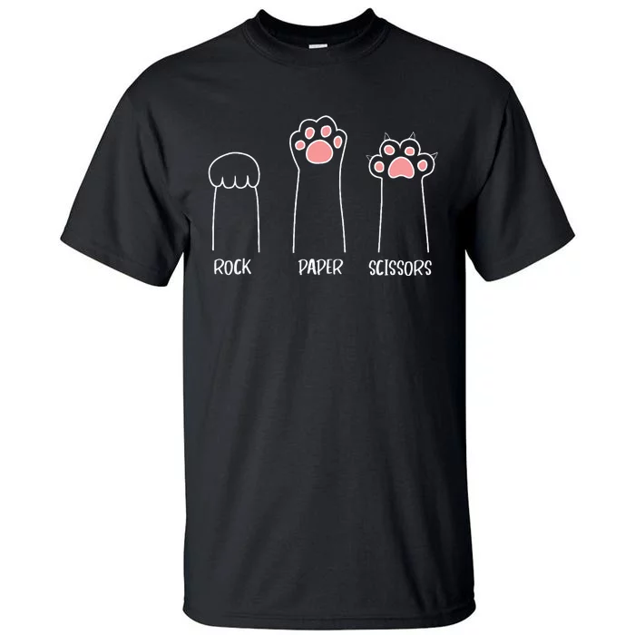 Rock Paper Scissors Hand Game Cute Paw Funny Cat Tall T-Shirt