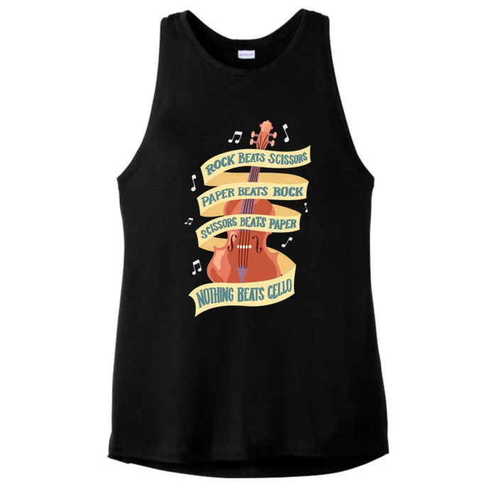 Rock Paper Scissors Nothing Beats Cello Instrut Musician Gift Ladies Tri-Blend Wicking Tank