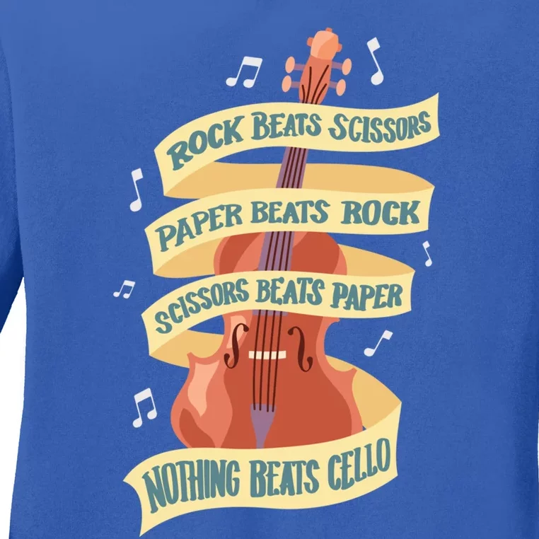 Rock Paper Scissors Nothing Beats Cello Instrut Musician Gift Ladies Long Sleeve Shirt