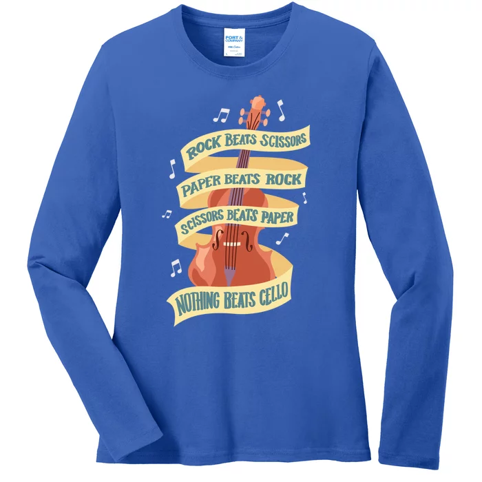 Rock Paper Scissors Nothing Beats Cello Instrut Musician Gift Ladies Long Sleeve Shirt