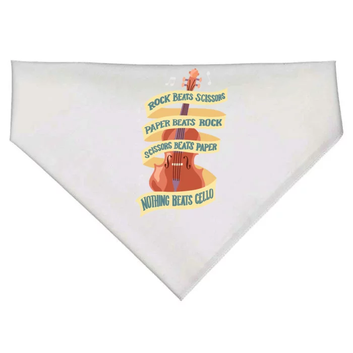 Rock Paper Scissors Nothing Beats Cello Instrut Musician Gift USA-Made Doggie Bandana