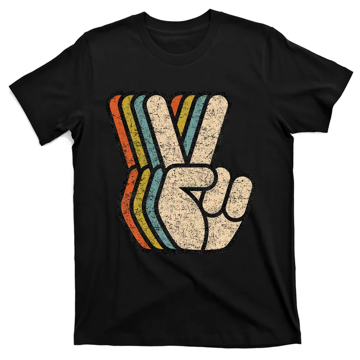 Retro Peace Sign V Fingers Vintage 60s 70s 80s Cool Graphic T-Shirt