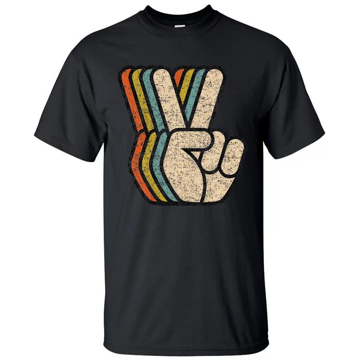 Retro Peace Sign V Fingers Vintage 60s 70s 80s Cool Graphic Tall T-Shirt