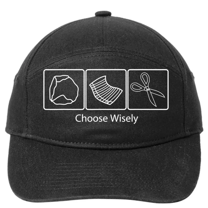 Rock Paper Scissors Choose Wisely 7-Panel Snapback Hat