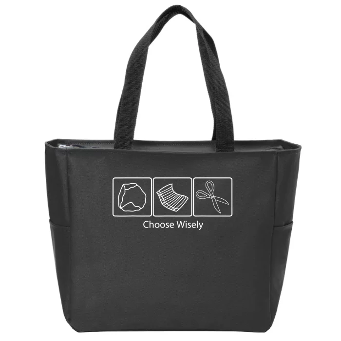 Rock Paper Scissors Choose Wisely Zip Tote Bag