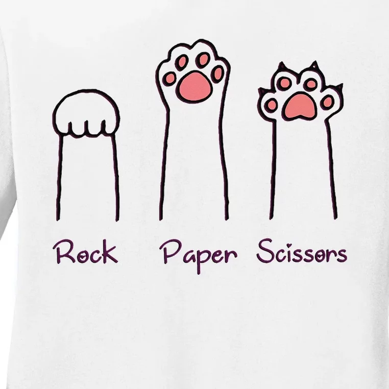 rock paper scissors cat paws Ladies Long Sleeve Shirt