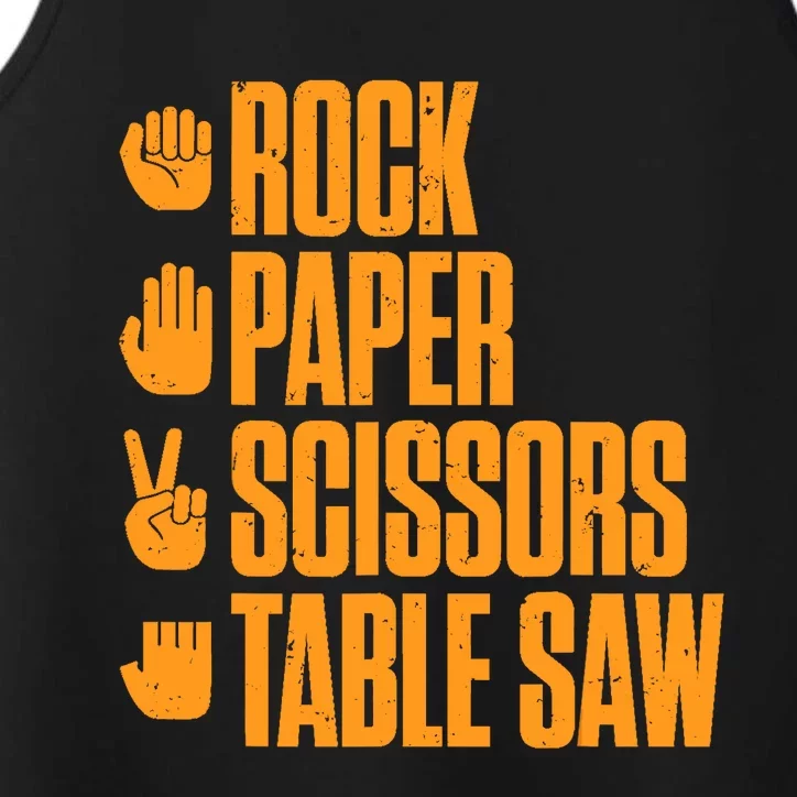 Rock Paper Scissors Table Saw Funny Carpenter Performance Tank