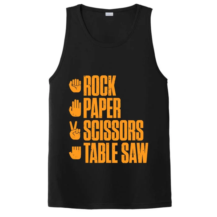 Rock Paper Scissors Table Saw Funny Carpenter Performance Tank