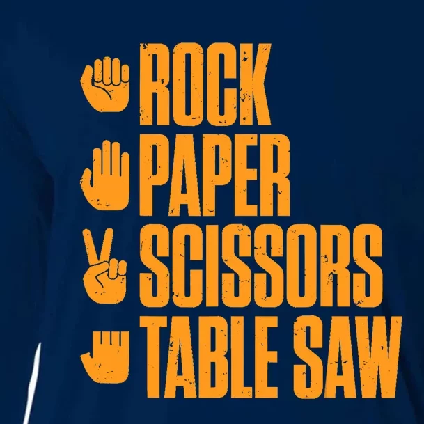 Rock Paper Scissors Table Saw Funny Carpenter Cooling Performance Long Sleeve Crew