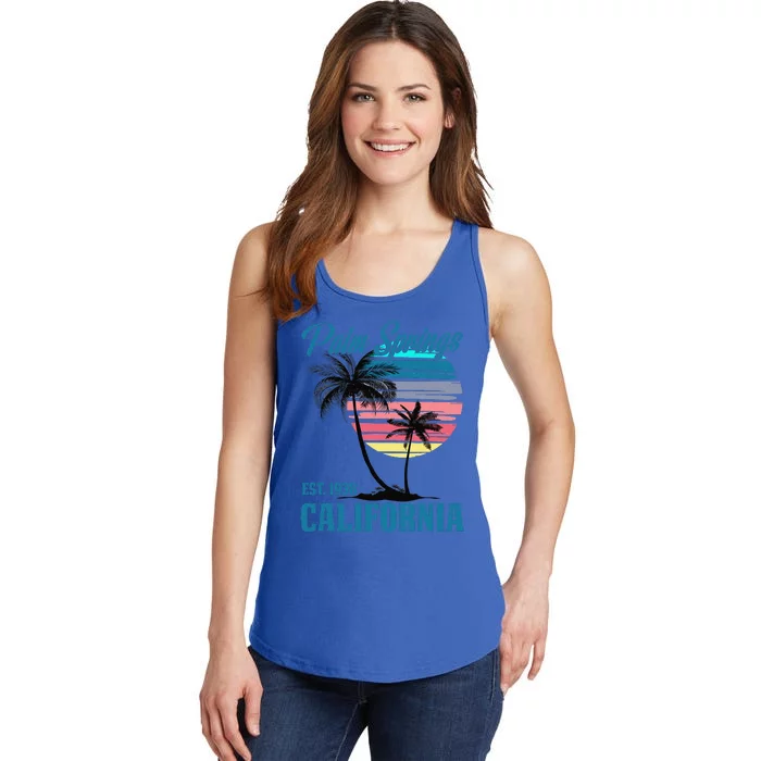 Retro Palm Springs California Beach Vibes Summer Vacation Ladies Essential Tank