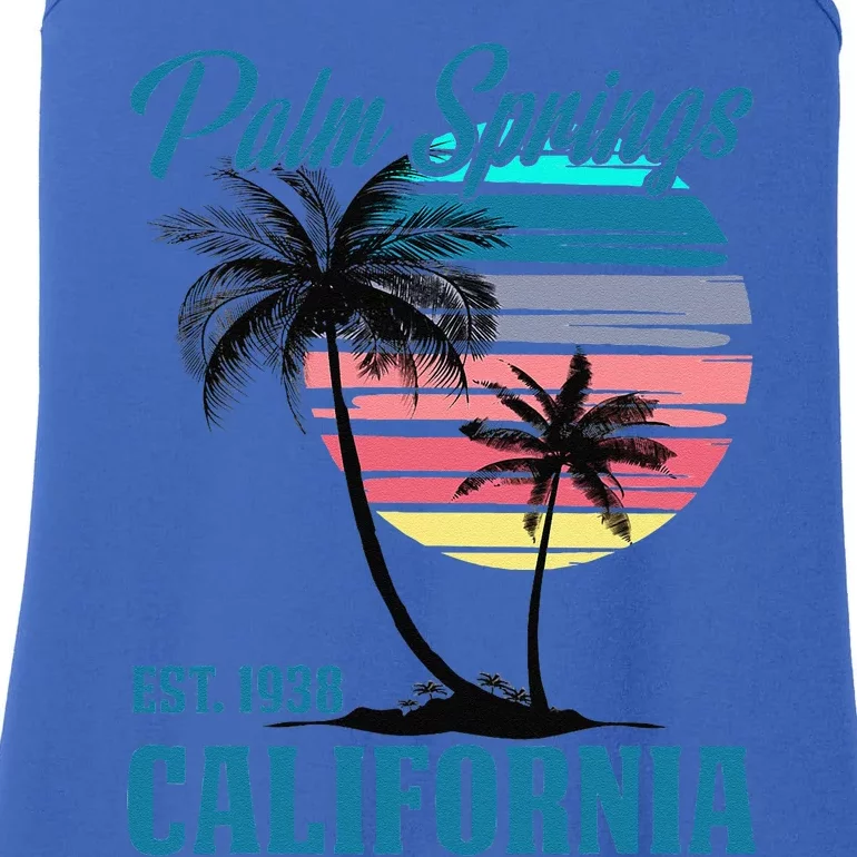 Retro Palm Springs California Beach Vibes Summer Vacation Ladies Essential Tank