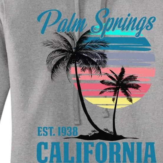 Retro Palm Springs California Beach Vibes Summer Vacation Women's Pullover Hoodie