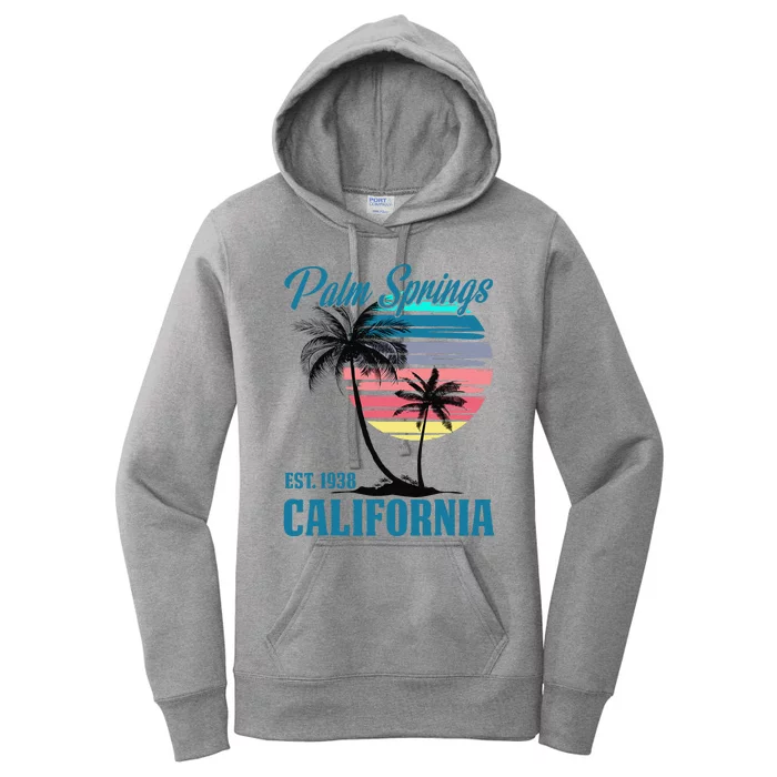 Retro Palm Springs California Beach Vibes Summer Vacation Women's Pullover Hoodie