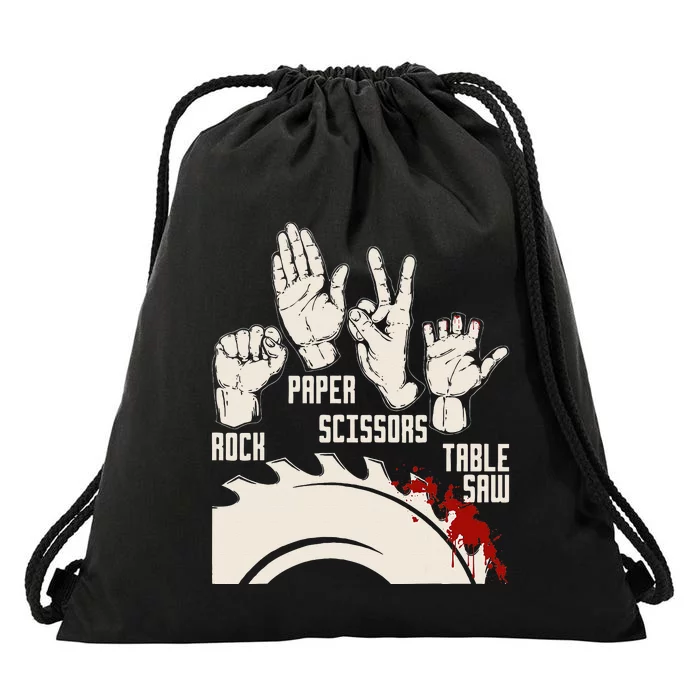 Rock Paper Scissors Table Saw Funny Woodworking Carpenter Drawstring Bag