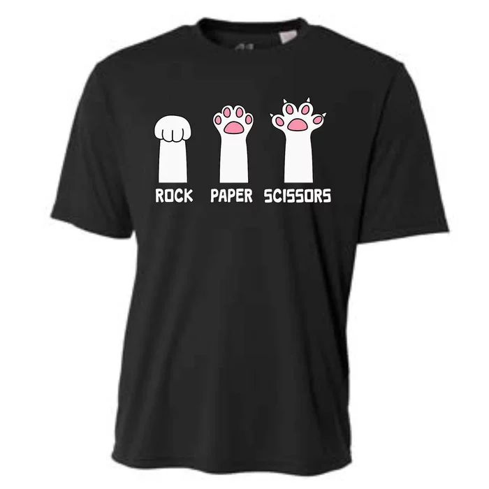 Rock Paper Scissors Cat Paws Game Cute Paw Funny Cat Cooling Performance Crew T-Shirt