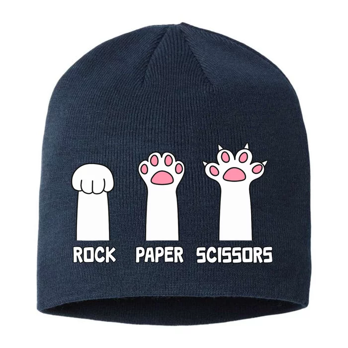 Rock Paper Scissors Cat Paws Game Cute Paw Funny Cat 8 1/2in Sustainable Knit Beanie