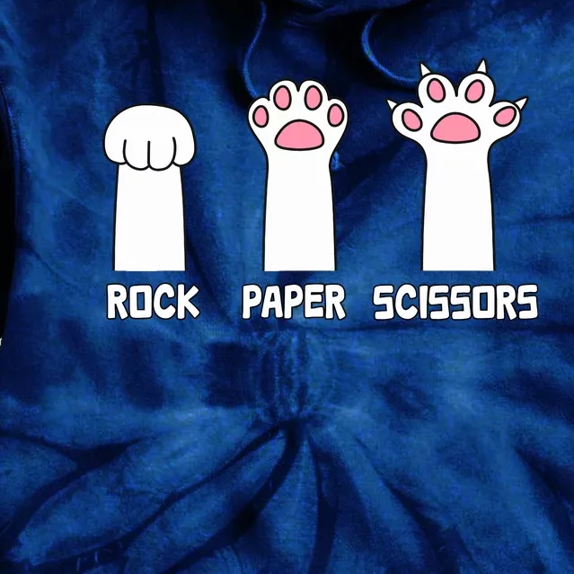 Rock Paper Scissors Cat Paws Game Cute Paw Funny Cat Tie Dye Hoodie