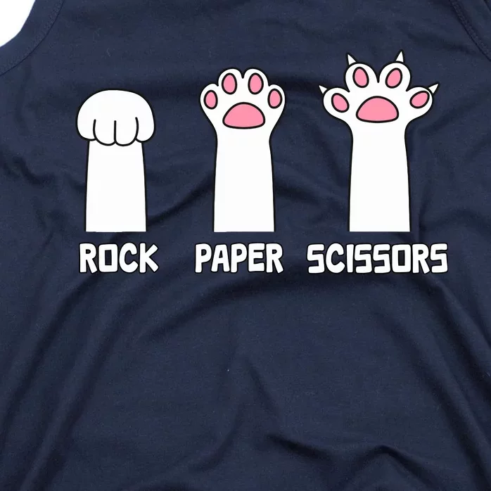 Rock Paper Scissors Cat Paws Game Cute Paw Funny Cat Tank Top