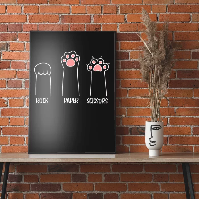 Rock Paper Scissors Hand Game Cute Paw Funny Cat Poster