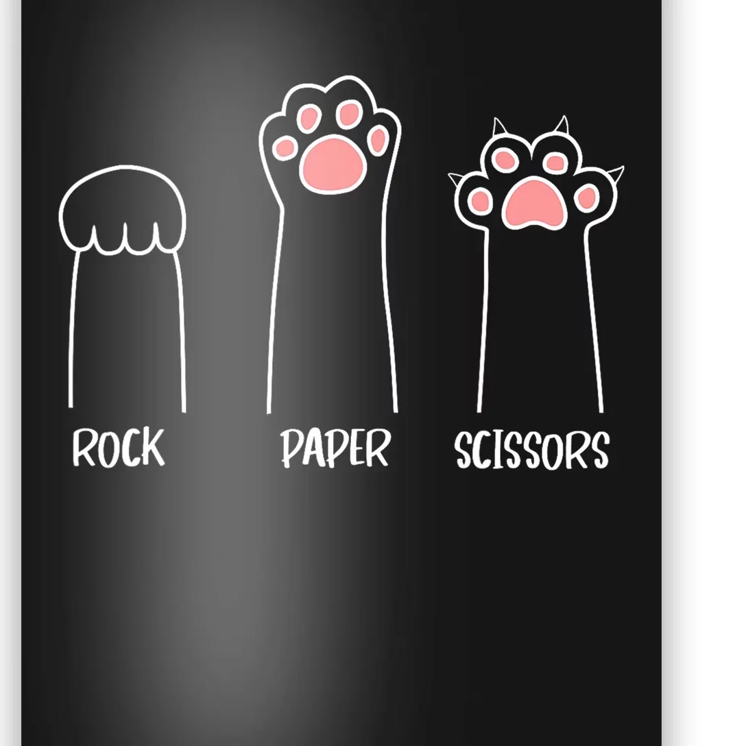 Rock Paper Scissors Hand Game Cute Paw Funny Cat Poster