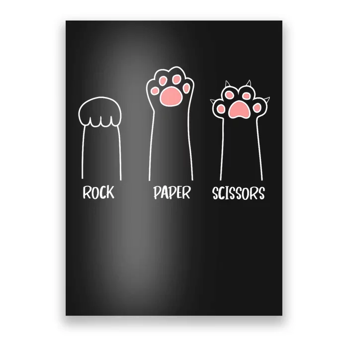 Rock Paper Scissors Hand Game Cute Paw Funny Cat Poster