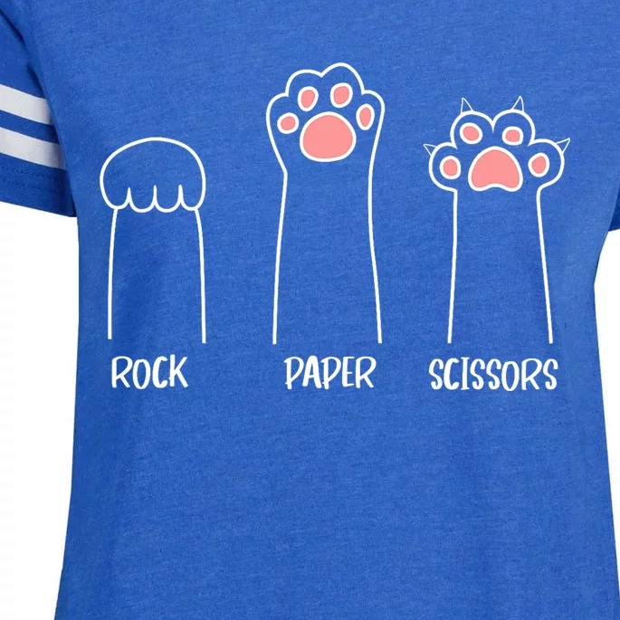 Rock Paper Scissors Hand Game Cute Paw Funny Cat Enza Ladies Jersey Football T-Shirt