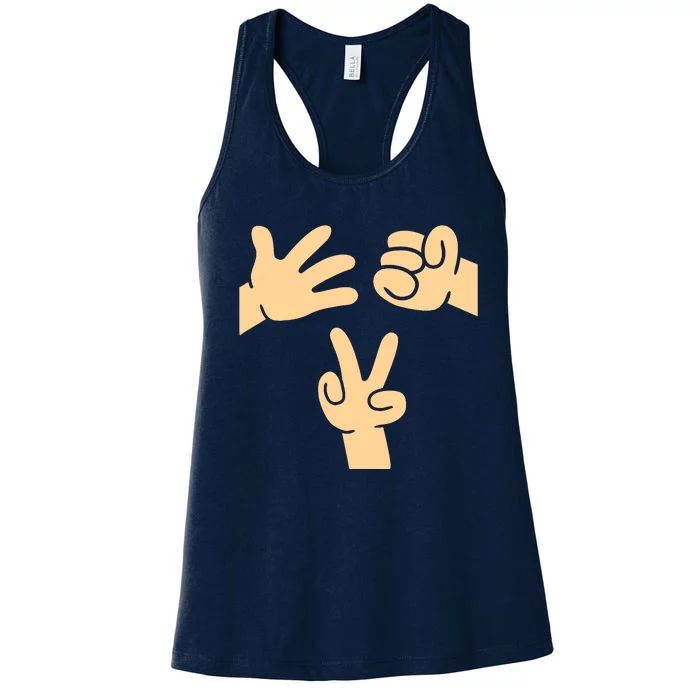 Rock Paper Scissors Group Game Cute Halloween Costume Women's Racerback Tank