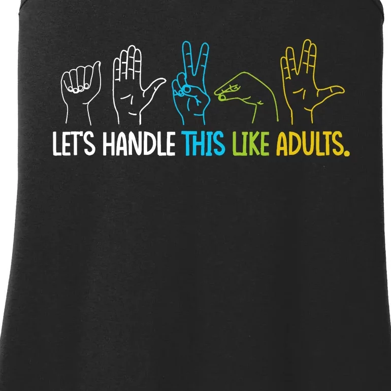 Rock Paper Scissors LetS Handle This Like Adults Ladies Essential Tank