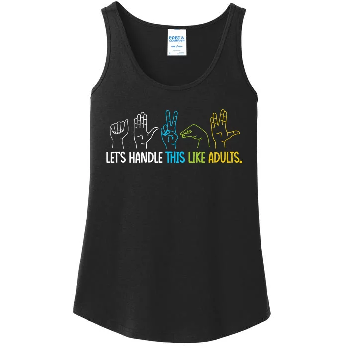 Rock Paper Scissors LetS Handle This Like Adults Ladies Essential Tank