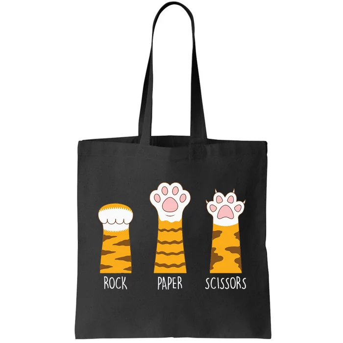 Rock Paper Scissors Hand Game Funny Cute Paw Cat Lovers Tote Bag