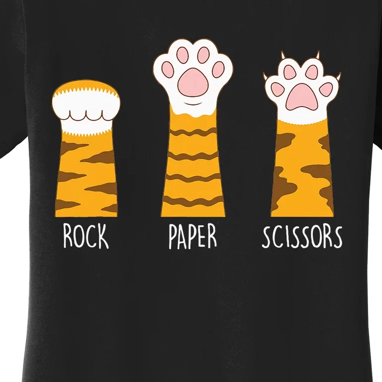 Rock Paper Scissors Hand Game Funny Cute Paw Cat Lovers Women's T-Shirt