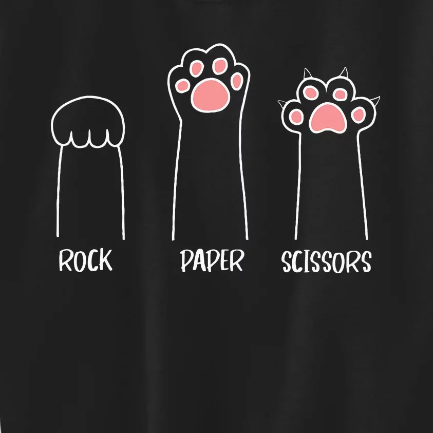 Rock Paper Scissors Hand Game Cute Paw Funny Cat Kids Sweatshirt