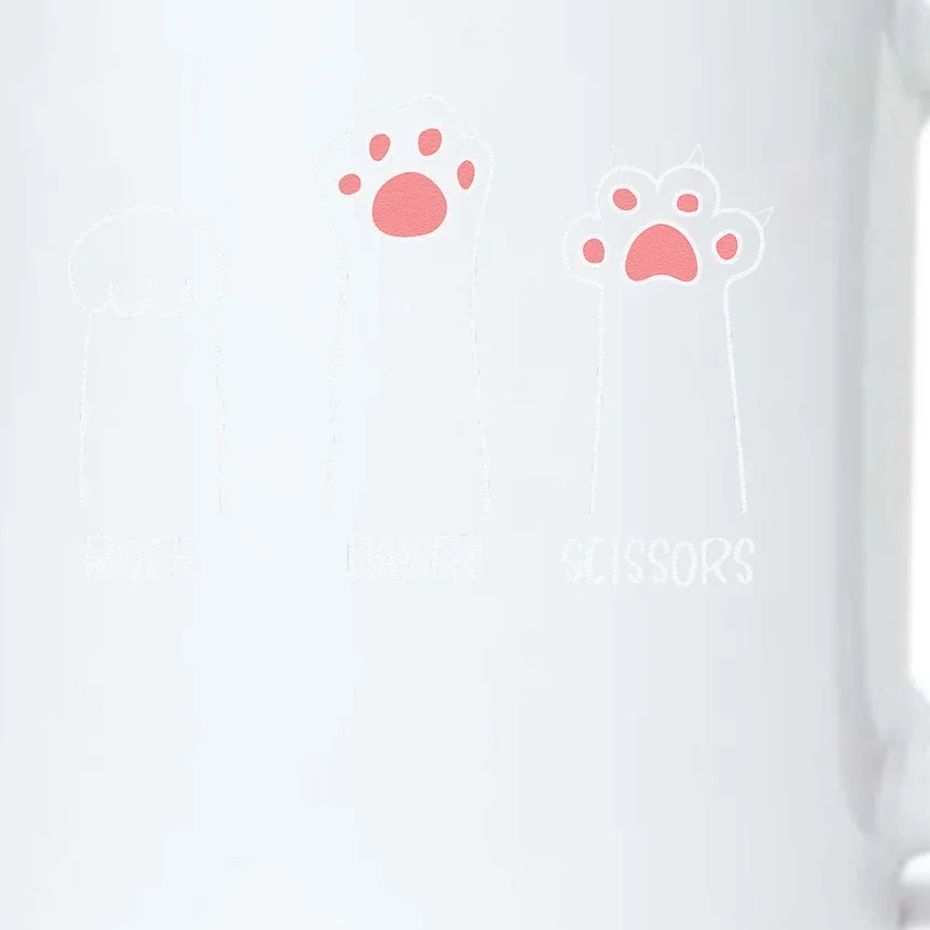 Rock Paper Scissors Hand Game Cute Paw Funny Cat Black Color Changing Mug