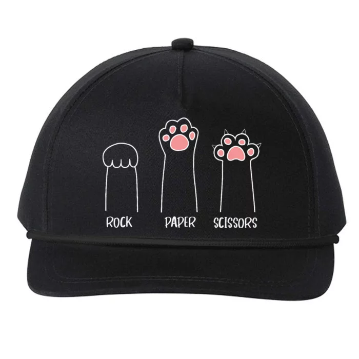 Rock Paper Scissors Hand Game Cute Paw Funny Cat Snapback Five-Panel Rope Hat