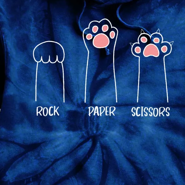 Rock Paper Scissors Hand Game Cute Paw Funny Cat Tie Dye Hoodie