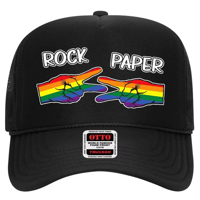 Rock Paper Scissors Lgbtq+ Pride Month High Crown Mesh Trucker Hat