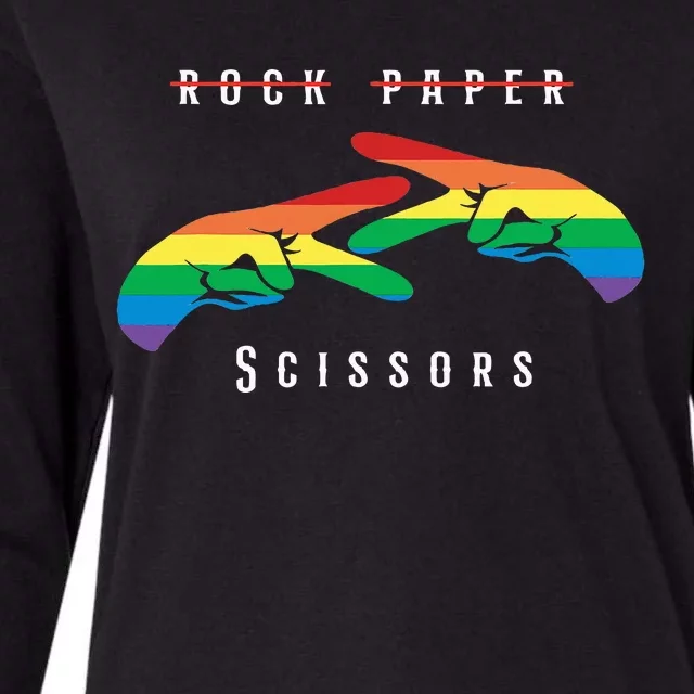 Rock Paper Scissors Funny Lesbian Pride Lgbt Womens Cotton Relaxed Long Sleeve T-Shirt