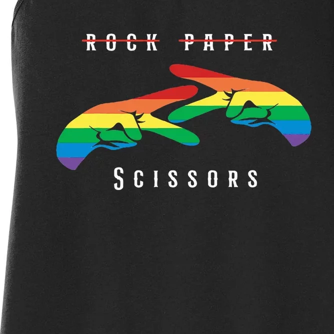 Rock Paper Scissors Funny Lesbian Pride Lgbt Women's Racerback Tank