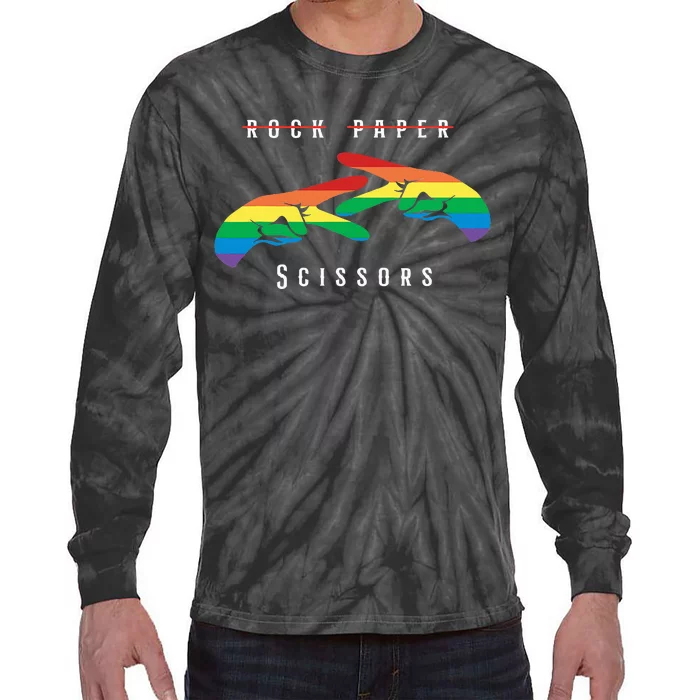 Rock Paper Scissors Funny Lesbian Pride Lgbt Tie-Dye Long Sleeve Shirt