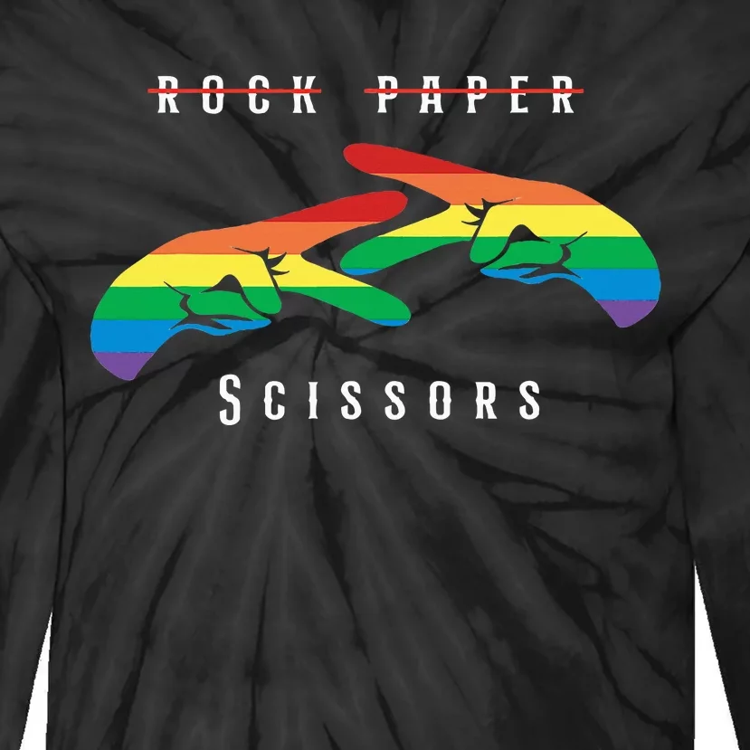 Rock Paper Scissors Funny Lesbian Pride Lgbt Tie-Dye Long Sleeve Shirt