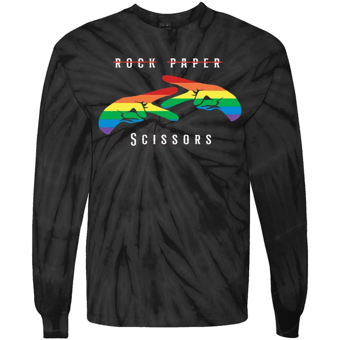 Rock Paper Scissors Funny Lesbian Pride Lgbt Tie-Dye Long Sleeve Shirt