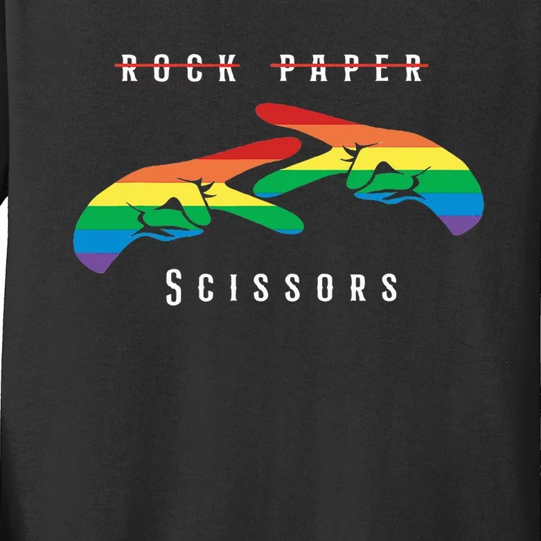 Rock Paper Scissors Funny Lesbian Pride Lgbt Kids Long Sleeve Shirt